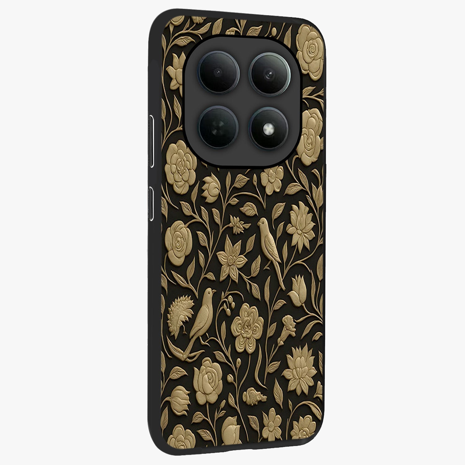 Golden Evil Eye Mandala Glass Case upright view showcasing decorative evil eye mandala artwork with spiritual aesthetic style.