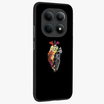 Heart With Flowers Glass Case upright view showcasing decorative heart and floral artwork with sweet romantic theme.