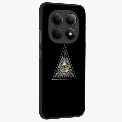 Illuminati Evil Glass Case upright view showcasing striking illuminati artwork with mysterious symbolic theme.