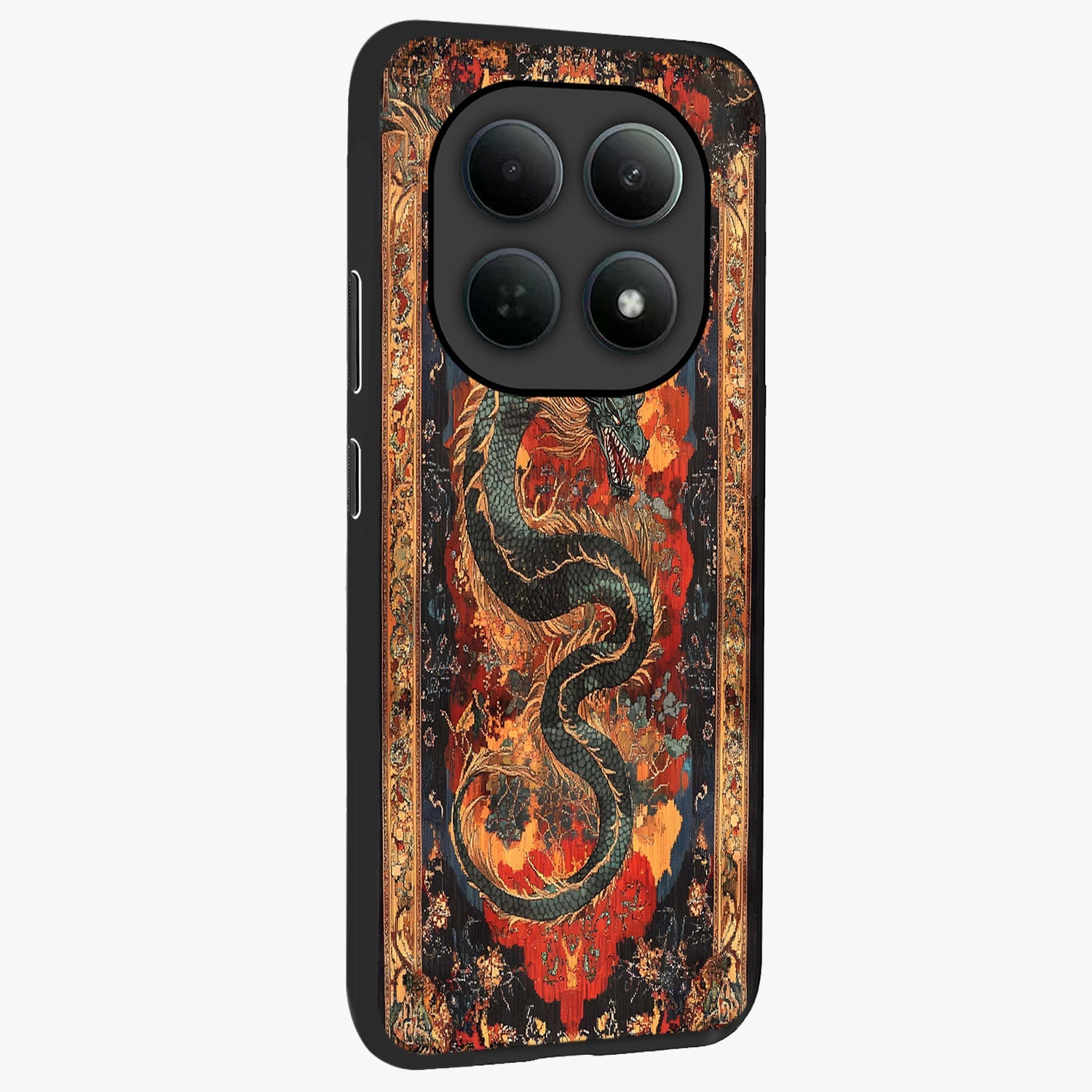 Inferno Dragon Soul Glass Case upright view showcasing intense dragon artwork with fantasy fire theme.