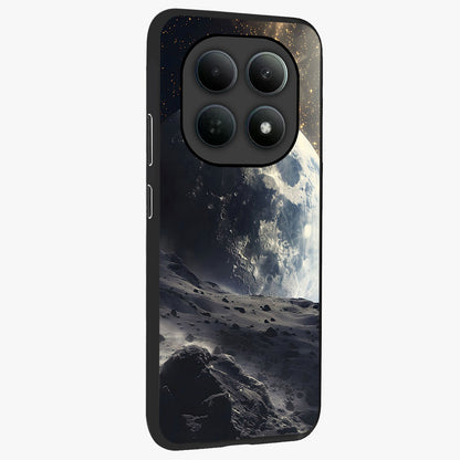 Lunar Horizon Glow Glass Case upright view showcasing radiant lunar artwork with calm cosmic theme.