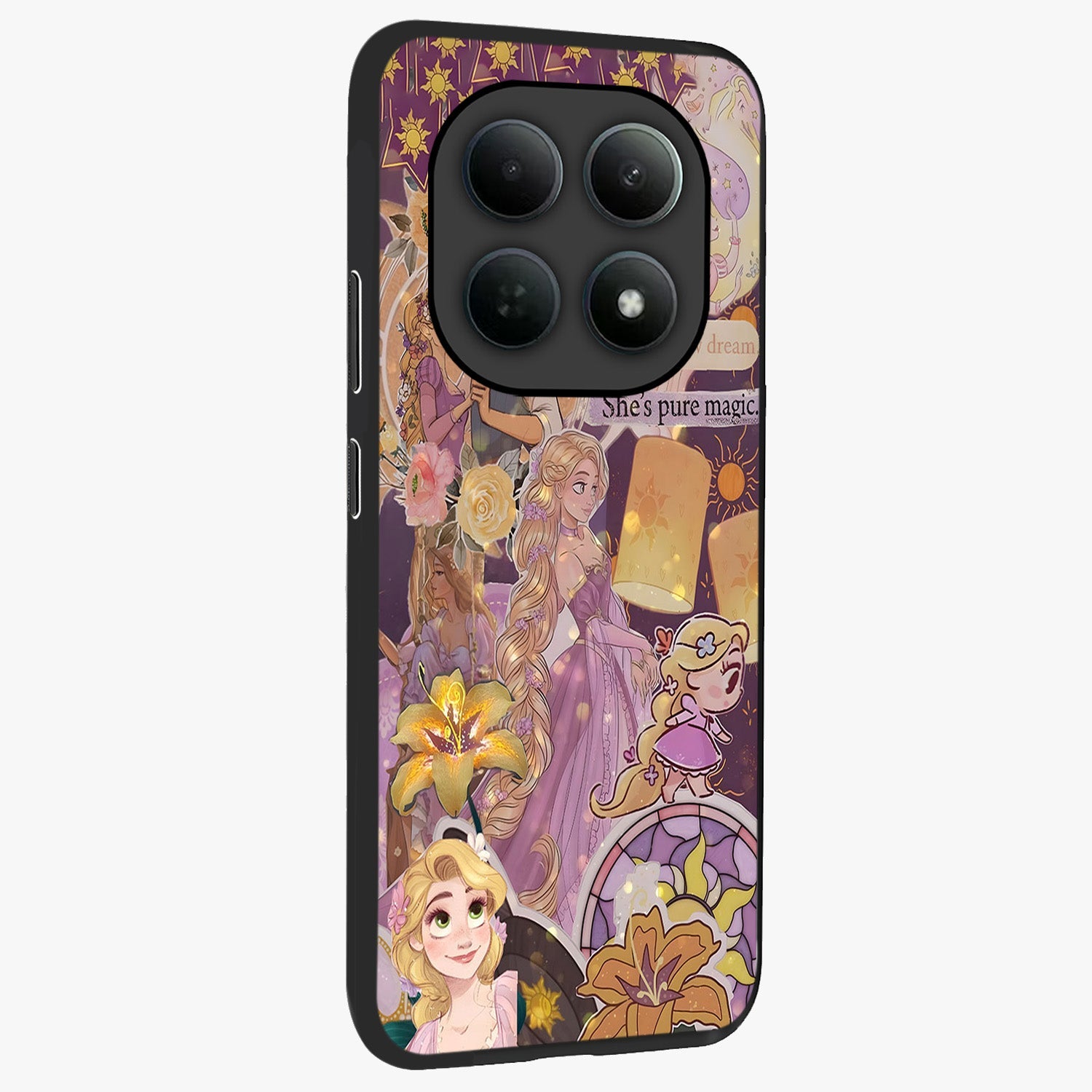 Magical Tangled Dream Glass Case upright view showcasing enchanting artistic artwork with dreamy fantasy theme.