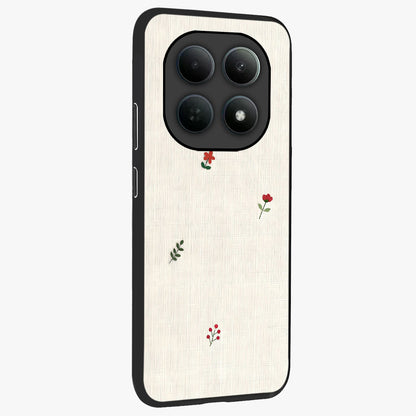 Minimalistic Blue With White Flower Pattern Glass Case upright view showcasing clean white flower artwork with calming blue theme.