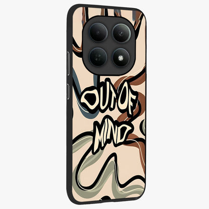 Out Of Mind Glass Case upright view showcasing striking typography artwork with edgy conceptual theme.