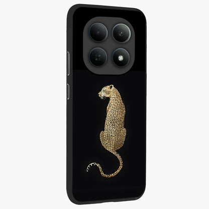 Regal Leopard Glass Case upright view showcasing striking leopard artwork with fierce wildlife theme.
