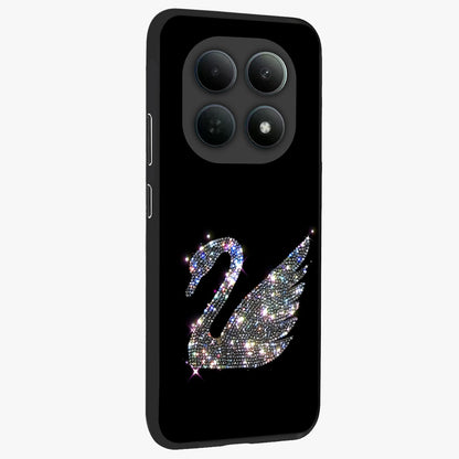 Starlit Swan Grace Glass Case upright view showcasing beautiful swan artwork with peaceful night themed design.