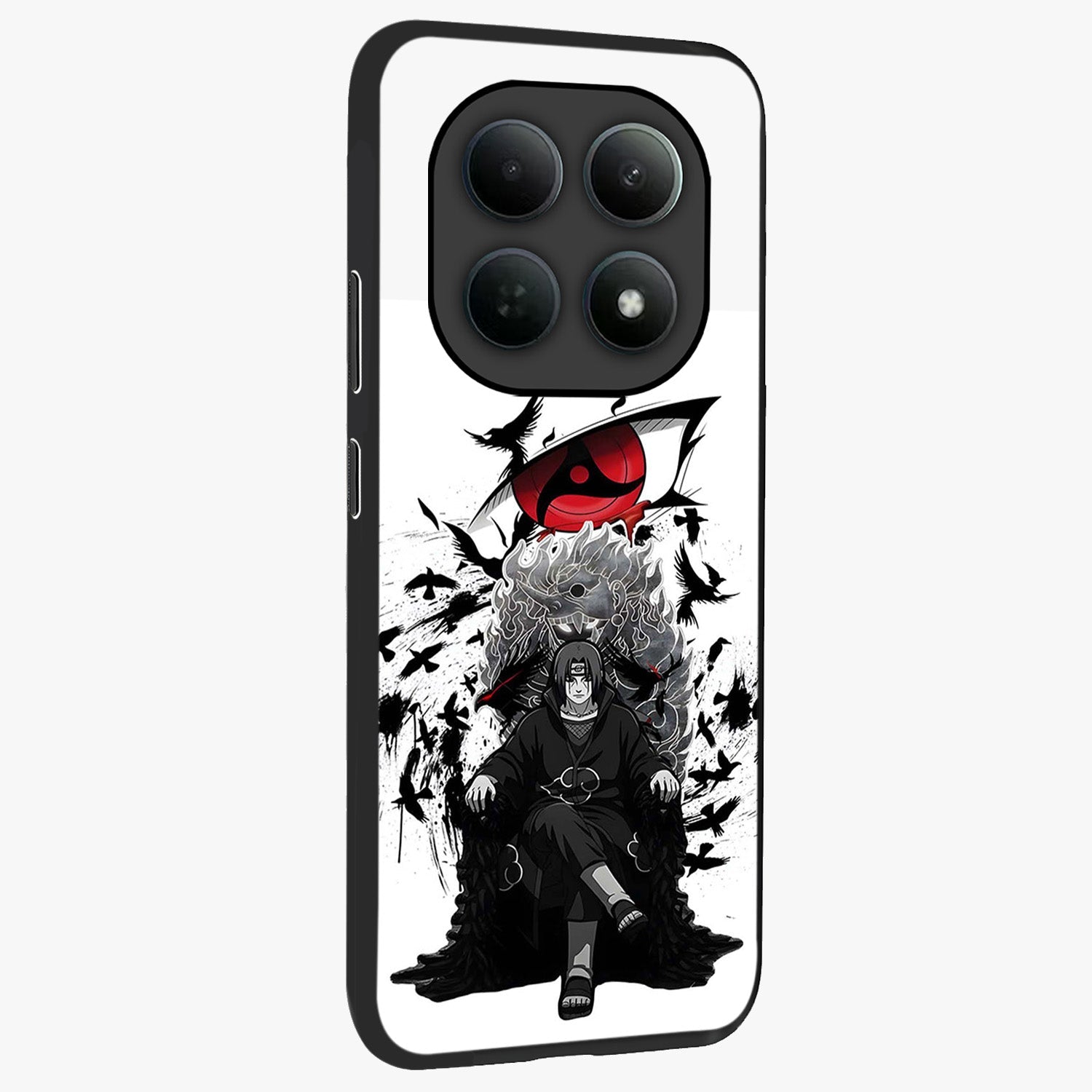 Uchiha Shadow Throne Glass Case upright view showcasing magical underwater galaxy artwork with vibrant cosmic theme.