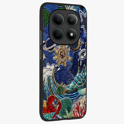 Universe Underwater Spark Glass Case upright view showcasing magical underwater galaxy artwork with vibrant cosmic theme.