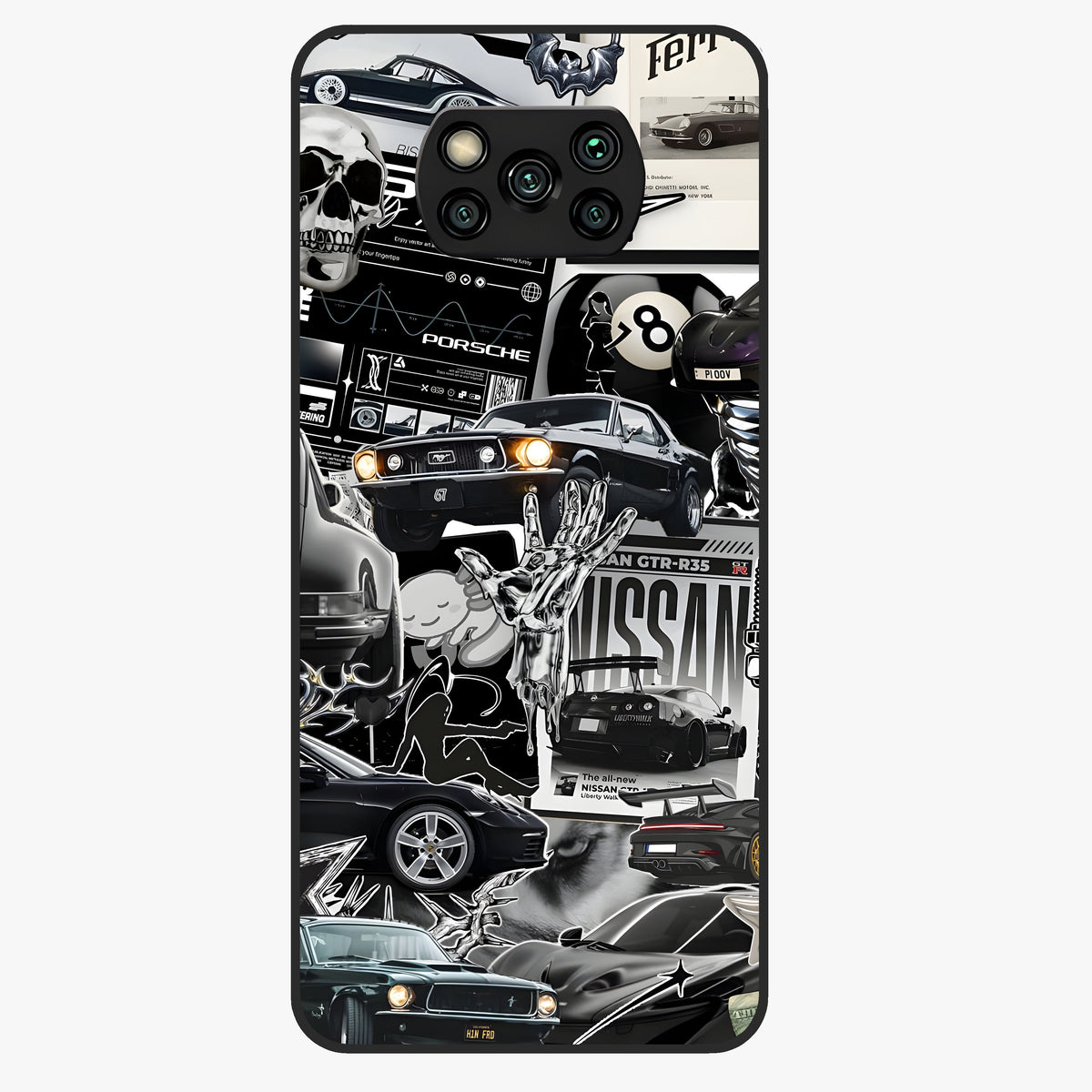 Aesthetic Dark Love Glass Case showing flat back view with dark romantic artwork and glossy glass finish.
