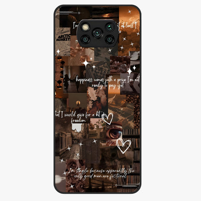Bittersweet Aesthetic Chaos Glass Case showing flat back view with artistic chaotic aesthetic design and glossy glass finish.