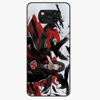 Crimson Crow Illusion Glass Case showing flat back view with artistic crow illusion artwork and glossy glass finish.