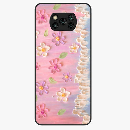 Dreamy Painted Garden Glass Case showing flat back view with artistic painted floral garden artwork and glossy glass finish.