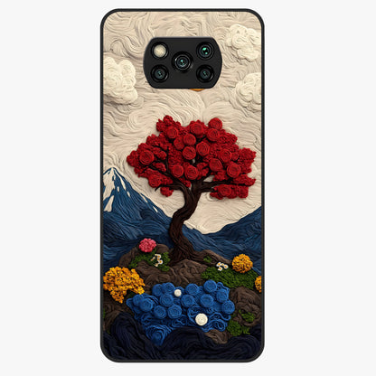 Eternal Nature Tapestry Glass Case showing flat back view with intricate nature tapestry artwork and glossy glass finish.