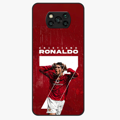 Goal Celebration Legacy Glass Case showing flat back view with football celebration inspired artwork and glossy glass finish.