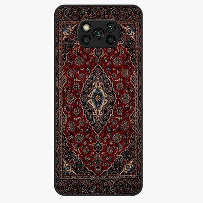 Heritage Carpet Royale Glass Case showing flat back view with ornate Persian carpet inspired pattern and glossy glass finish.