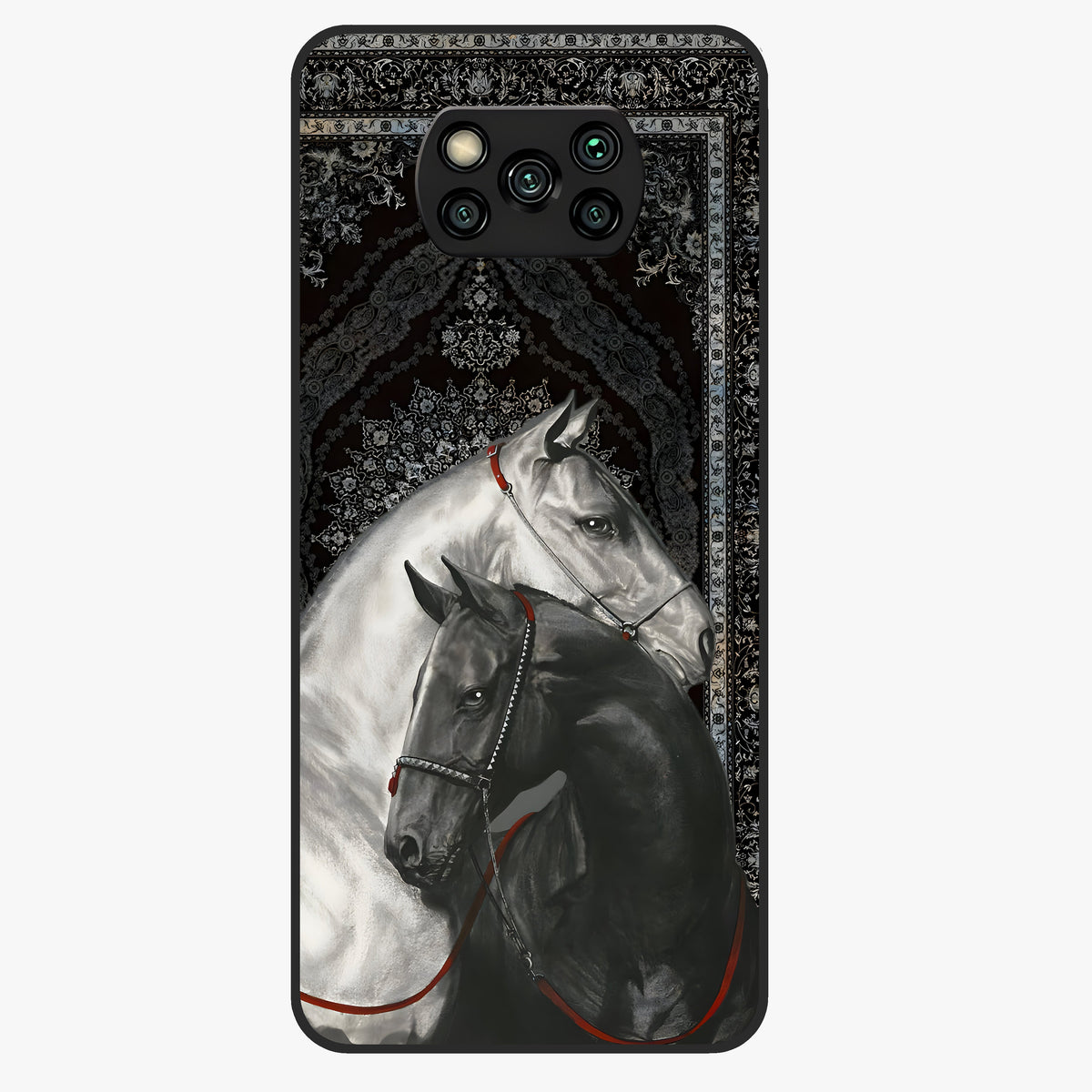 Majestic Ride Legacy Glass Case showing flat back view with powerful automotive inspired artwork and glossy glass finish.