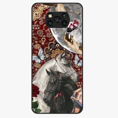 Moonlit Royal Stallion Glass Case showing flat back view with majestic horse under moonlight artwork and glossy glass finish.