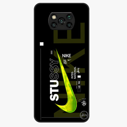 Neon Street Edition Glass Case showing flat back view with neon street style artwork and glossy glass finish.