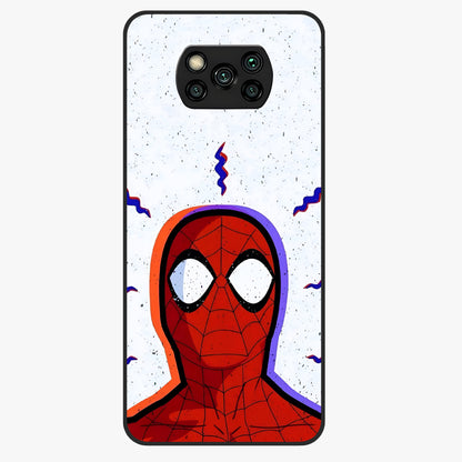 Omg Spiderman Glass Case showing flat back view with bold superhero inspired artwork and glossy glass finish.