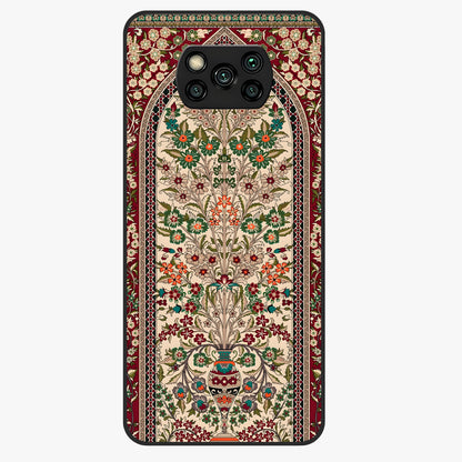 Persian Inspired Glass Case showing flat back view with ornate Persian style pattern artwork and glossy glass finish.