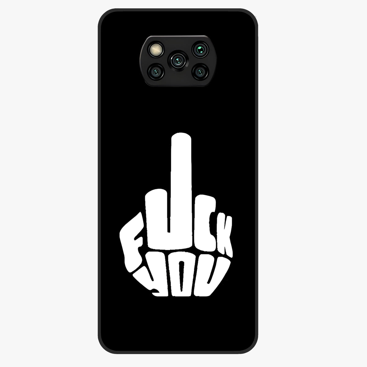 Rebel Mode On Glass Case showing flat back view with bold rebellious typography artwork and glossy glass finish.