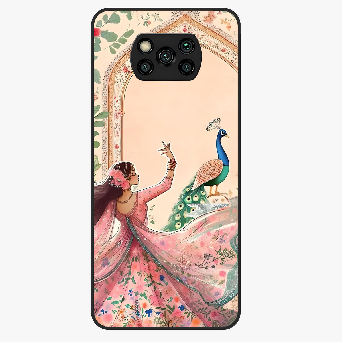 Royal Grace Muse Glass Case showing flat back view with elegant artistic artwork and glossy glass finish.