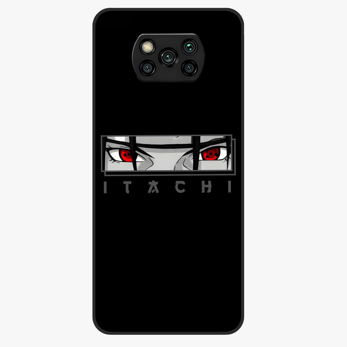 Scarlet Gaze Dominance Glass Case showing flat back view with striking red themed artwork and glossy glass finish.