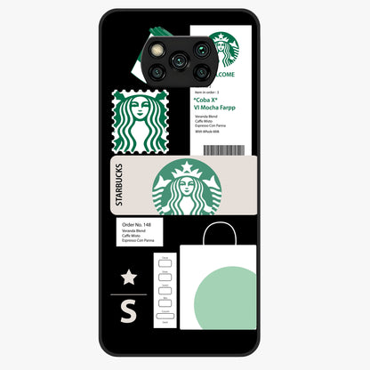 Starbucks Mocha Glass Case showing flat back view with coffee inspired artwork and glossy glass finish.