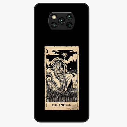 The Empress Glass Case showing flat back view with regal feminine artwork and glossy glass finish.