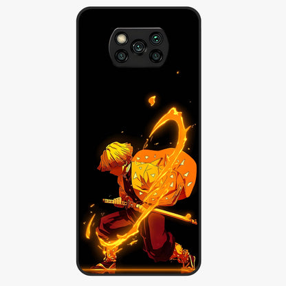 Thunder Flame Execution Glass Case showing flat back view with powerful flame and lightning artwork and glossy glass finish.