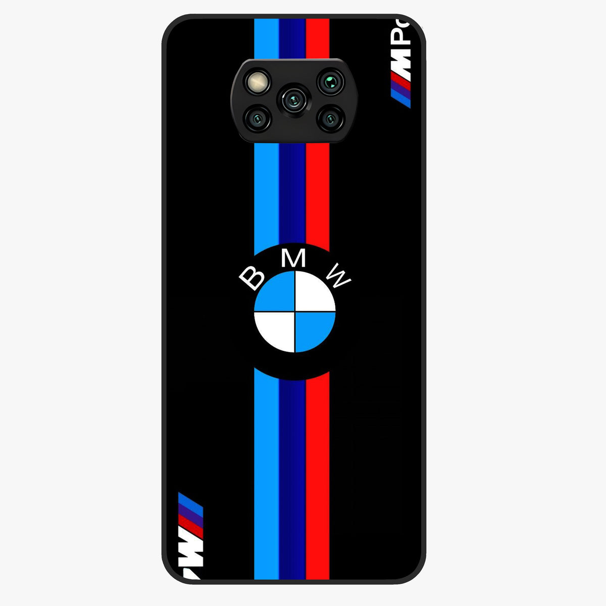 Turbo BMW Beast Glass Case showing flat back view with high performance sports car artwork and glossy glass finish.
