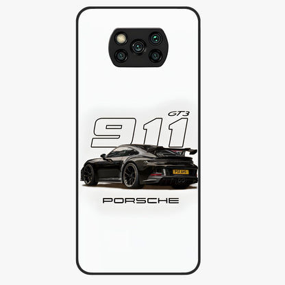 Turbo Legacy Icon Glass Case showing flat back view with iconic sports car inspired artwork and glossy glass finish.