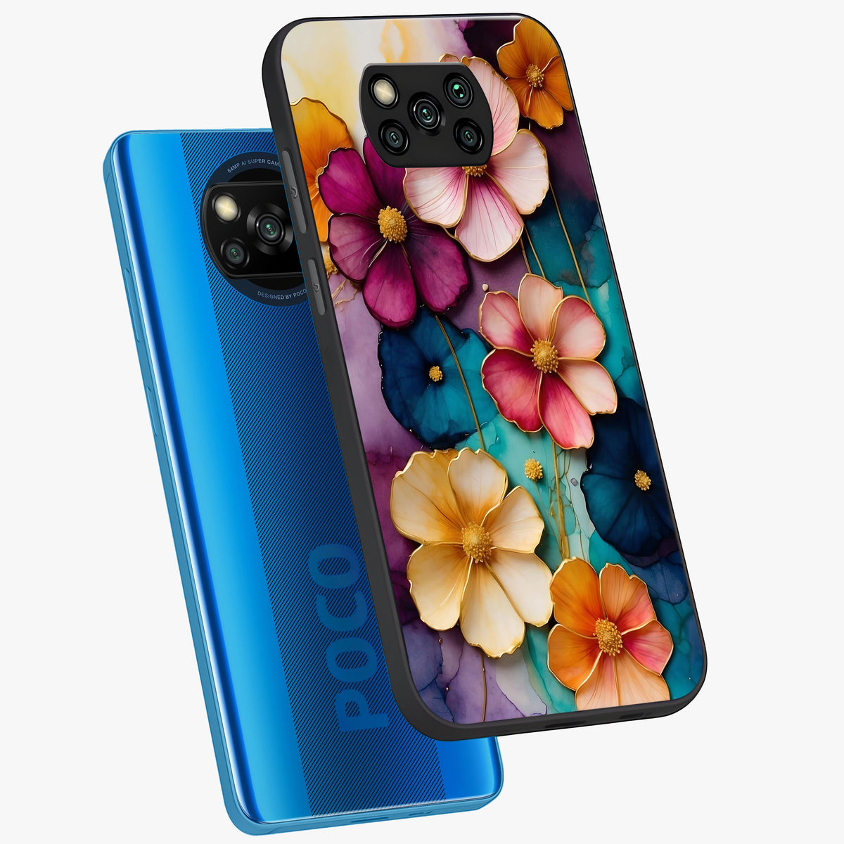 Artlyn Grace Flower Pattern Glass Case displayed in angled mockup highlighting delicate flower pattern design and smooth glass surface.
