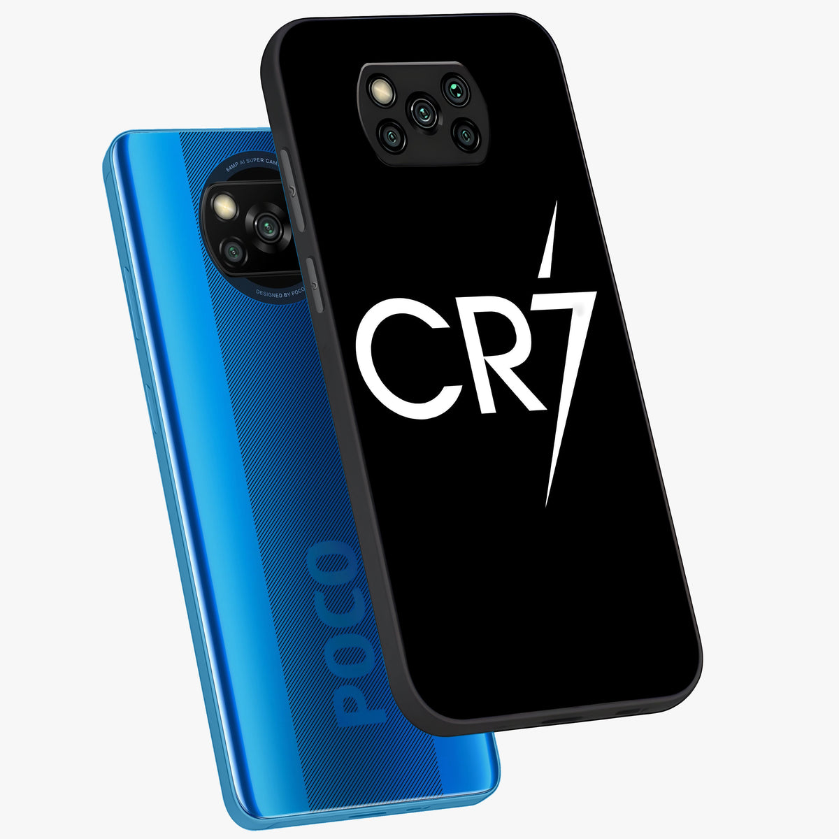 Cr7 Elite Strike Glass Case displayed in angled mockup highlighting powerful sports graphic with bold athletic theme.