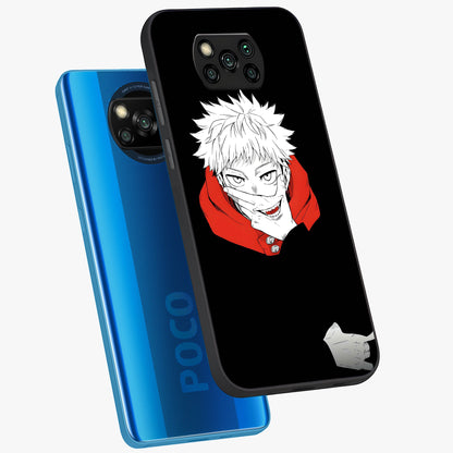 Crimson Chaos Smile Glass Case displayed in angled mockup highlighting edgy crimson smile design with graphic aesthetic.