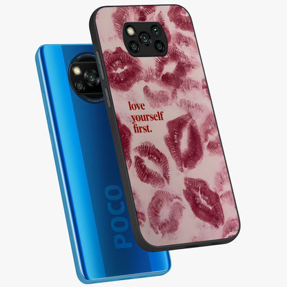 Crimson Kiss Love Glass Case displayed in angled mockup highlighting bold love inspired design with modern aesthetic style.