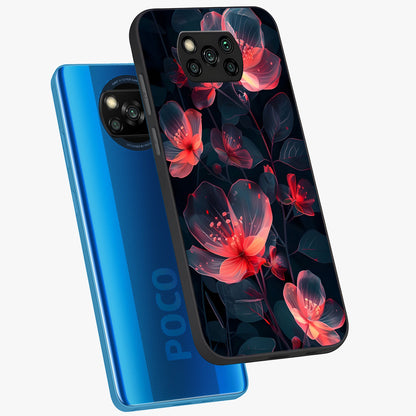 Dark Shade of Flower Glass Case displayed in angled mockup highlighting moody floral illustration with aesthetic dark tones.