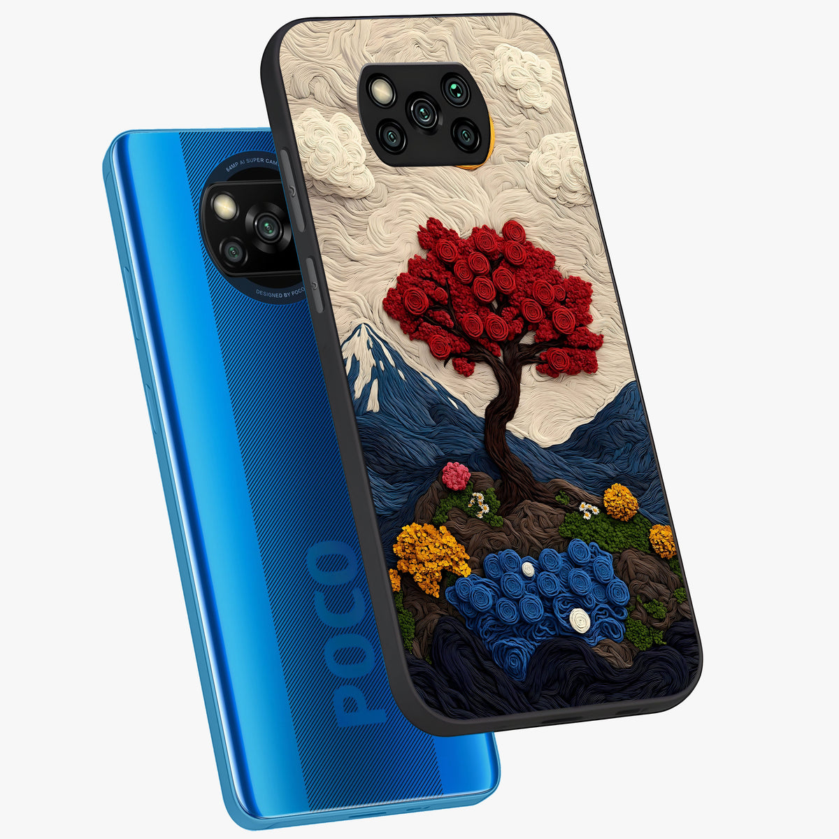 Eternal Nature Tapestry Glass Case displayed in angled mockup highlighting detailed botanical pattern with artistic aesthetic.