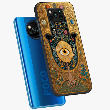 Ethereal Evil Eye Glass Case displayed in angled mockup highlighting protective evil eye symbol with spiritual aesthetic design.