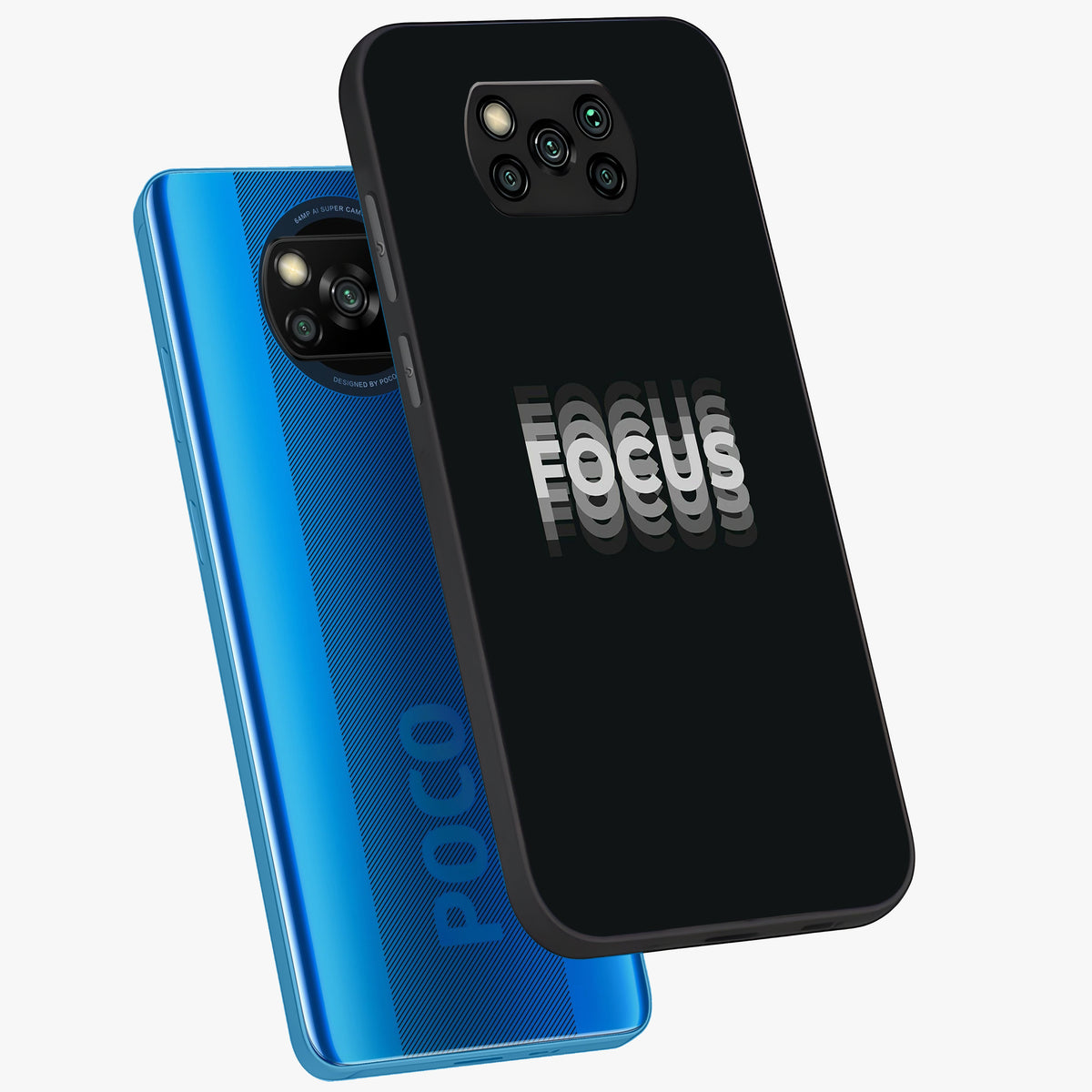 Focus Mode On Glass Case displayed in angled mockup highlighting clean minimal text artwork with modern aesthetic style.