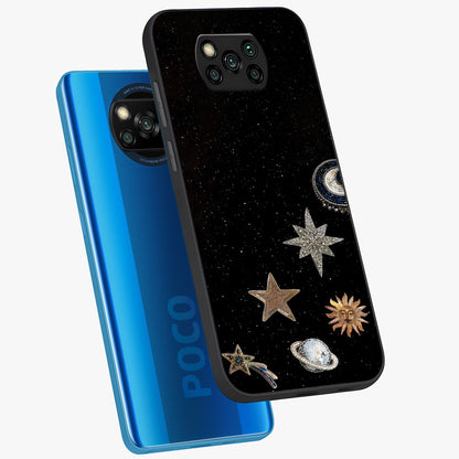 Galactic Charm Glow Glass Case displayed in angled mockup highlighting luminous galaxy inspired design with dreamy aesthetic.