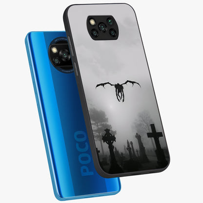 Graveyard Shadow Descent Glass Case displayed in angled mockup highlighting eerie shadow illustration with gothic aesthetic.