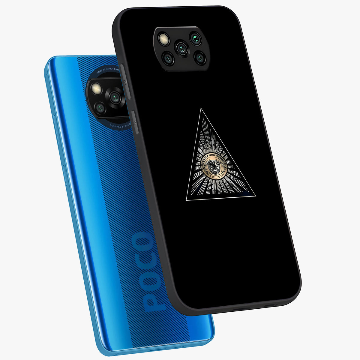 Illuminati Evil Glass Case displayed in angled mockup highlighting dark occult inspired design with bold aesthetic style.