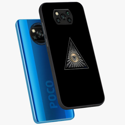 Illuminati Evil Glass Case displayed in angled mockup highlighting dark occult inspired design with bold aesthetic style.