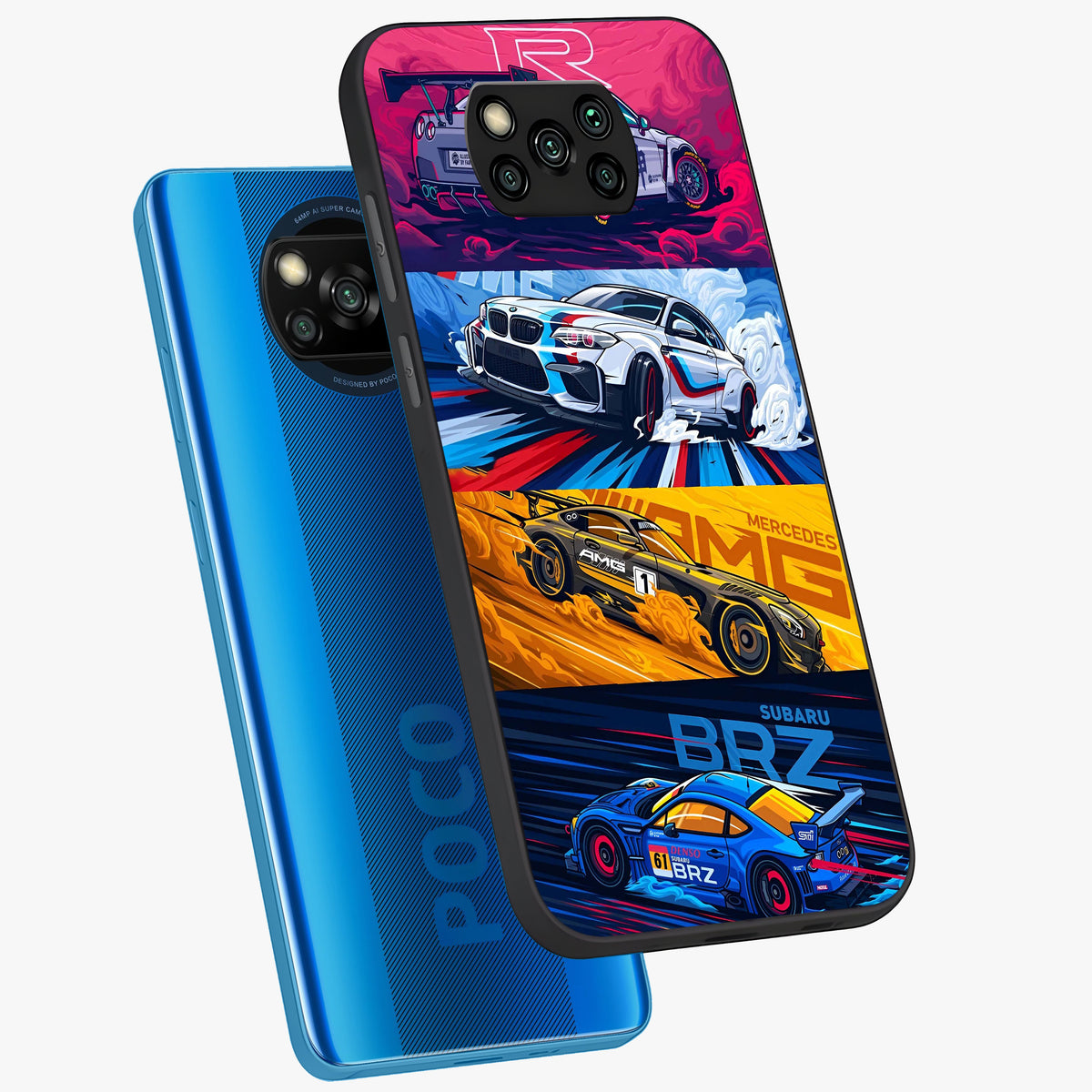 JDM Sports Car Glass Case displayed in angled mockup highlighting sleek Japanese racing car design with automotive aesthetic.