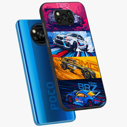 JDM Sports Car Glass Case displayed in angled mockup highlighting sleek Japanese racing car design with automotive aesthetic.