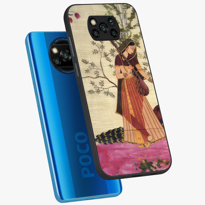 Lady With Veena Art Glass Case displayed in angled mockup highlighting graceful musical illustration with cultural artistic aesthetic.