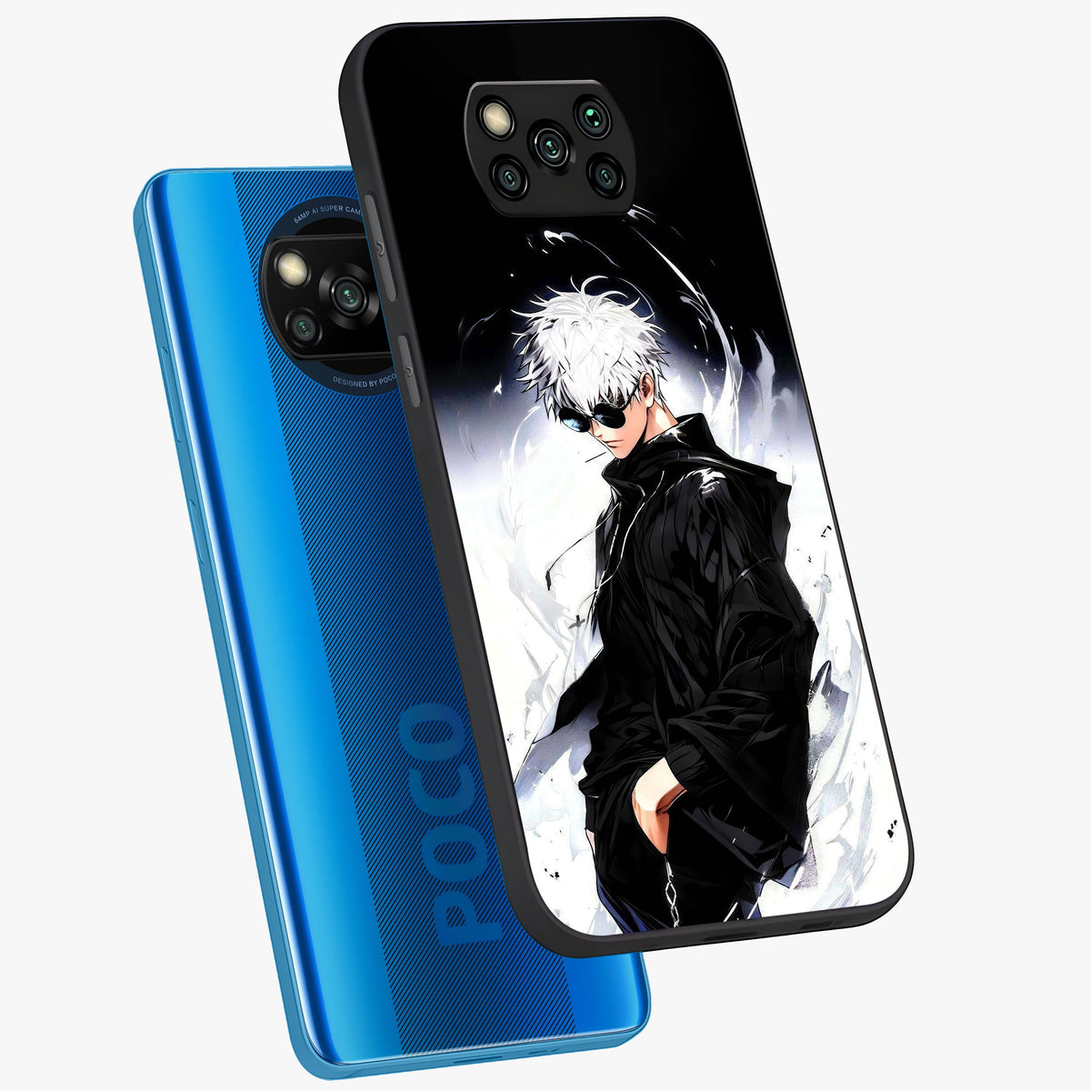 Limitless Shadow King Glass Case displayed in angled mockup highlighting dramatic dark hero design with intense aesthetic.