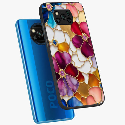 Marble Flower Pattern Glass Case displayed in angled mockup highlighting elegant marble floral design with modern aesthetic.