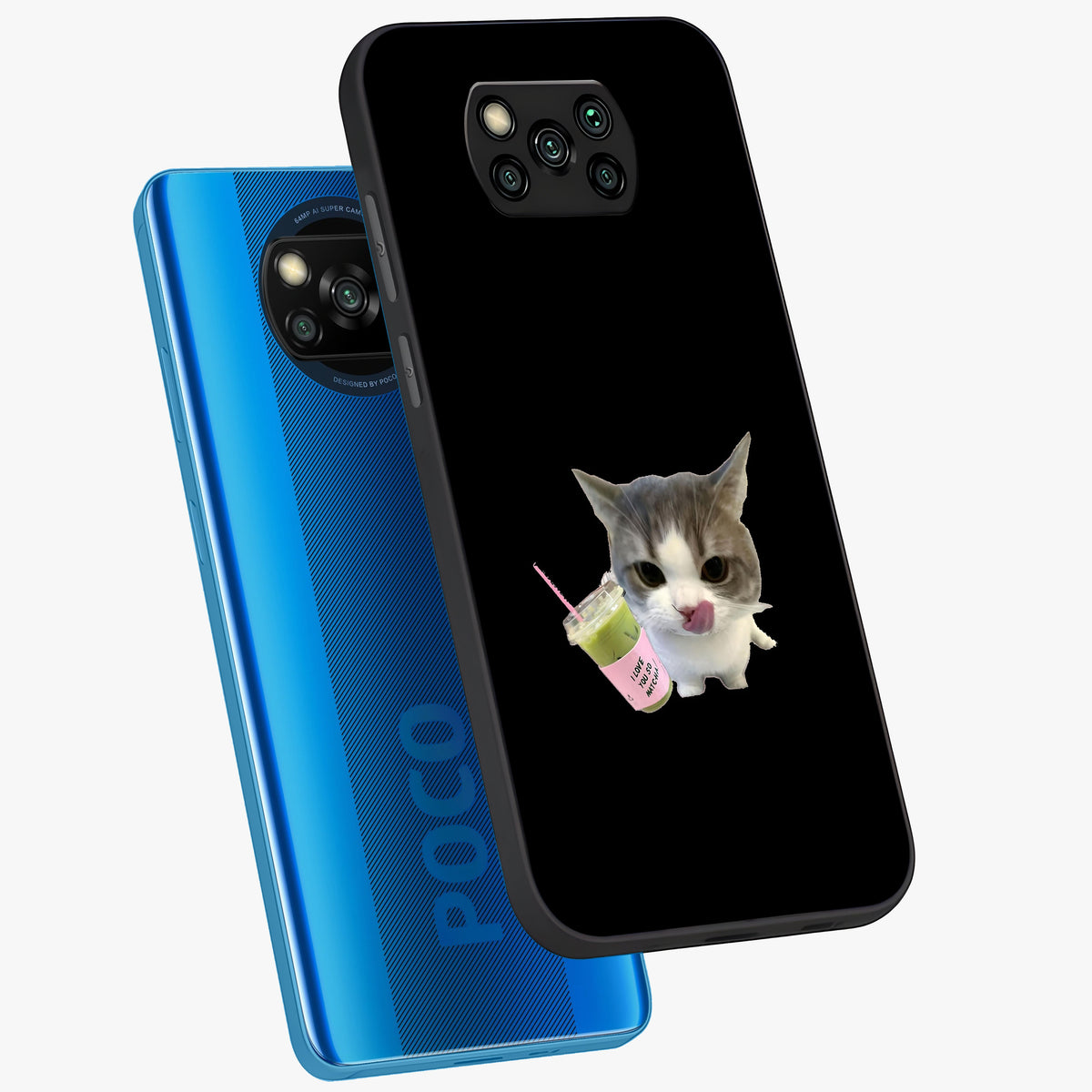 Matcha Cat Style Glass Case displayed in angled mockup highlighting playful feline design with pastel matcha aesthetic.